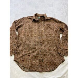 Vintage Hunt Club Men's Medium Shirt Button-Down Long Sleeves Geometric Pattern